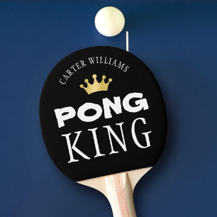 PING PONG KING Personalised Editable Black Paddle