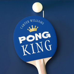 PING PONG KING Personalised Editable Blue Paddle