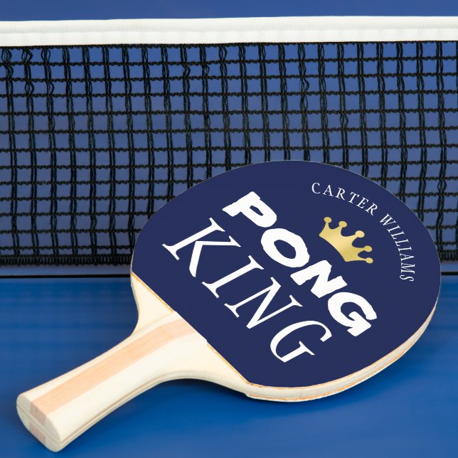 PING PONG KING Personalised Editable Navy Blue Paddle (Insitu)