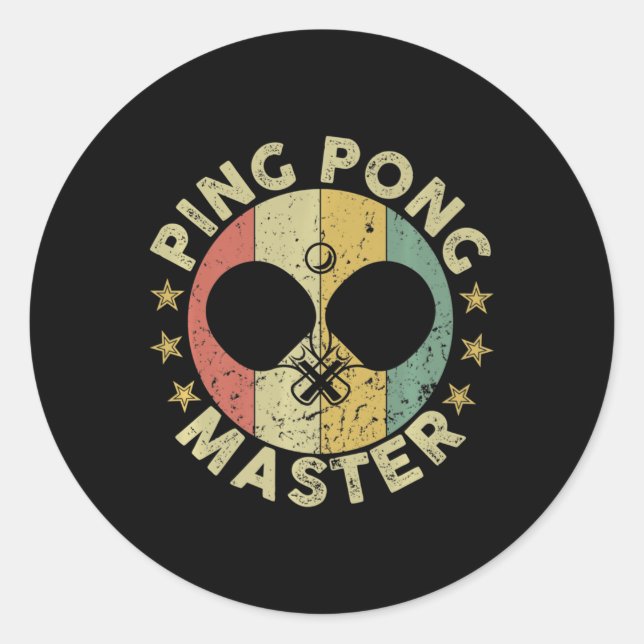 Ping Pong Master Champion Table Tennis Coach Paddl Classic Round Sticker (Front)
