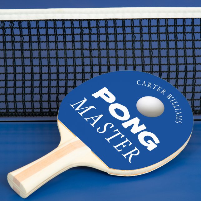 PING PONG MASTER Personalised Editable Blue Paddle (Insitu)