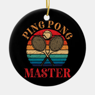 Ping Pong Master Table Tennis Paddle Ceramic Ornament