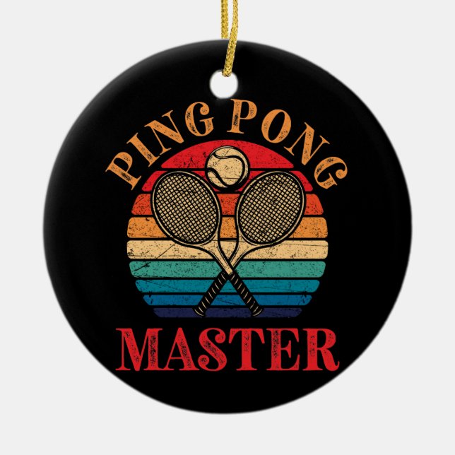 Ping Pong Master Table Tennis Paddle Ceramic Ornament (Front)