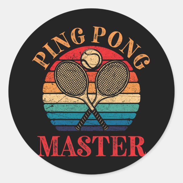 Ping Pong Master Table Tennis Paddle Classic Round Sticker (Front)
