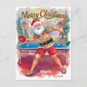 Ping Pong Merry Christmas with Santa Claus Ping Holiday Postcard