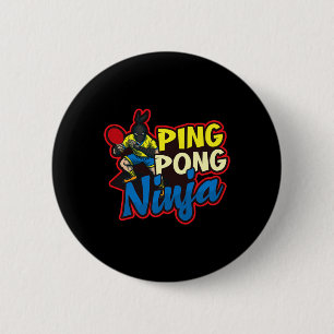 Ping Pong Ninja Design Table Tennis 6 Cm Round Badge