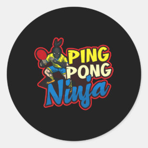 Ping Pong Ninja Design Table Tennis   Classic Round Sticker