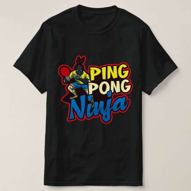 Ping Pong Ninja Design Table Tennis   T-Shirt (Design Front)