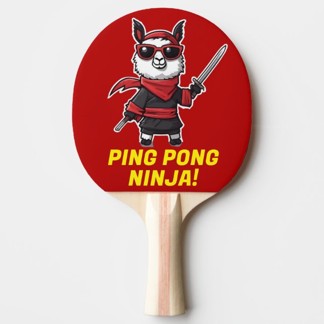 Ping Pong Ninja Funny Llama Camo Cool Sports Red Ping Pong Paddle (Front)