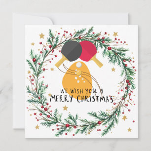 Ping Pong Paddle and ball with Christmas Frame Holiday Card