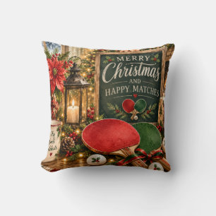 Ping Pong Paddle and ball with Christmas themed Cushion