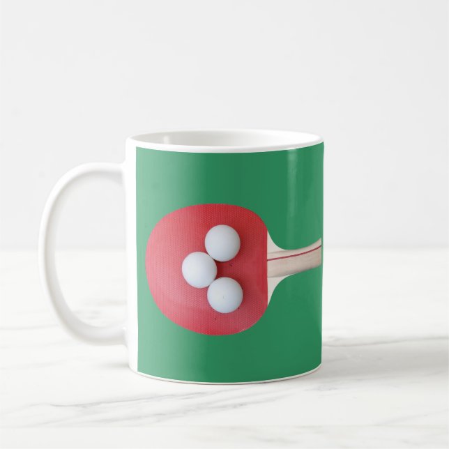 Ping Pong Paddle and Balls Two-Tone Coffee Mug (Left)