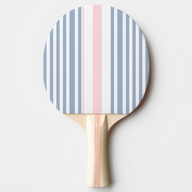 Ping Pong Paddle Blue Pink & White Stripe (Front)
