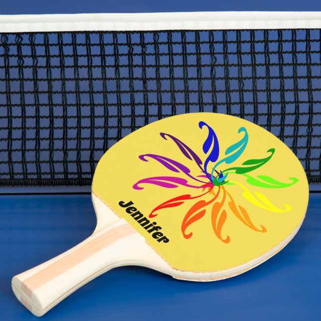 Ping Pong Paddle - Colour Wheel Leaves and Name (Insitu)
