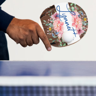 Ping Pong Paddle Floral Flowers Pink Pastel