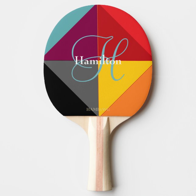 Ping-Pong Paddle - HAMbyWG - Colourful Geometric (Front)