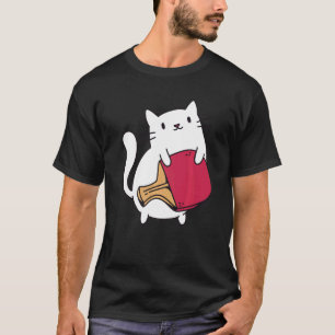 Ping Pong Paddle Ladies Cat Table Tennis Player Ca T-Shirt