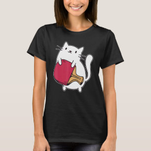 Ping Pong Paddle Ladies Cat Table Tennis Player Ca T-Shirt