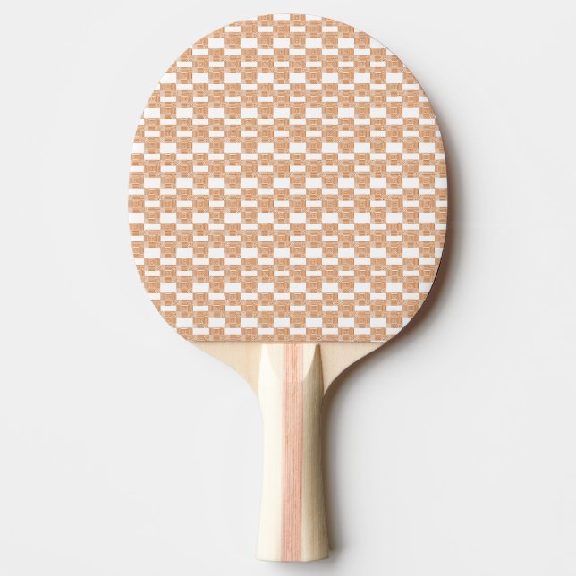 Ping Pong Paddle Orange & White Square (Front)