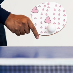 Ping Pong Paddle Pink Hearts 