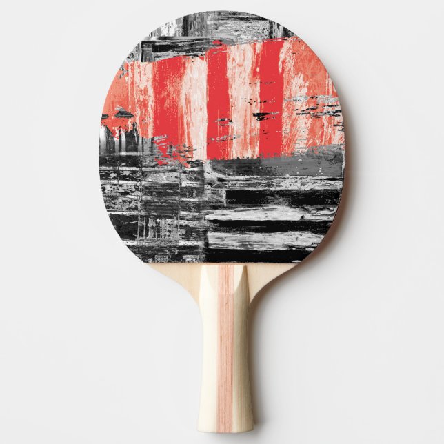 Ping Pong Paddle – Red Pulse Abstract Design (Front)