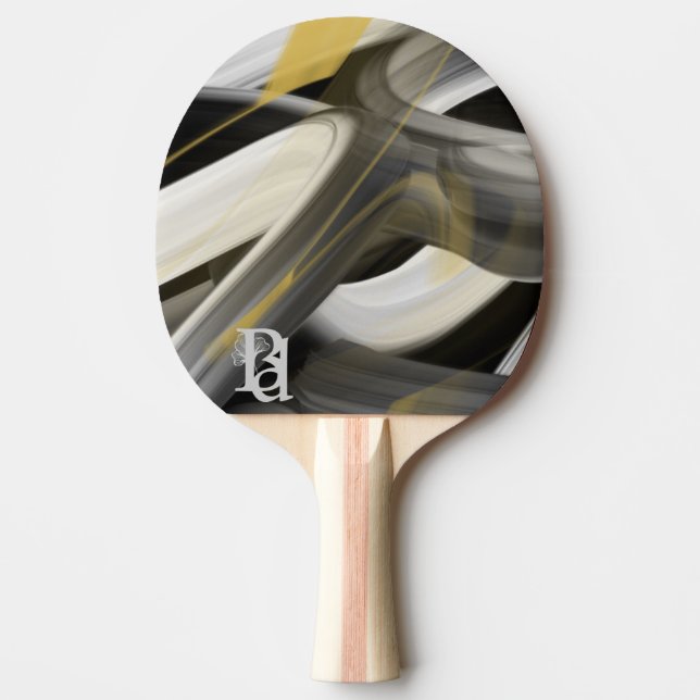 Ping Pong Paddle Trend Abstract Art Black White  (Front)