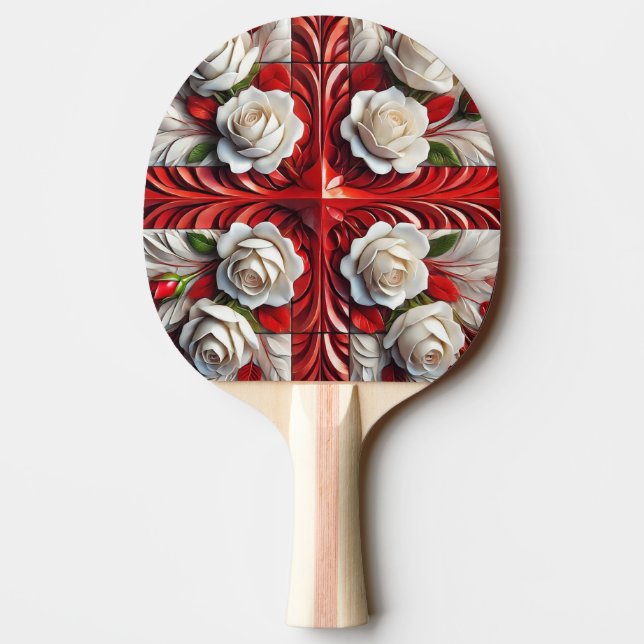 Ping pong paddle with English Roses Design (Back)
