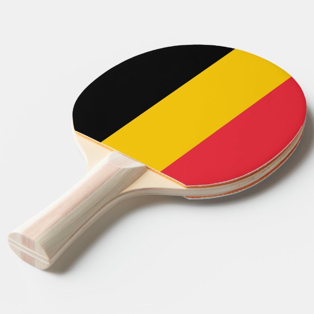 Ping pong paddle with Flag of Belgium (Front Angle)