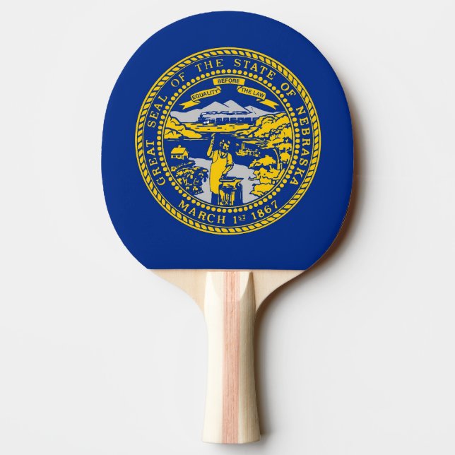 Ping pong paddle with Flag of Nebraska, USA (Back)