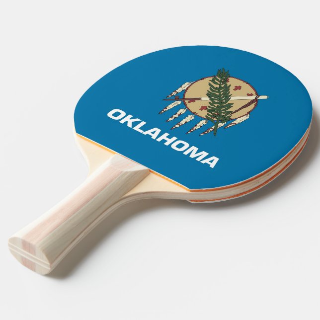 Ping pong paddle with Flag of Oklahoma State, USA (Front Angle)