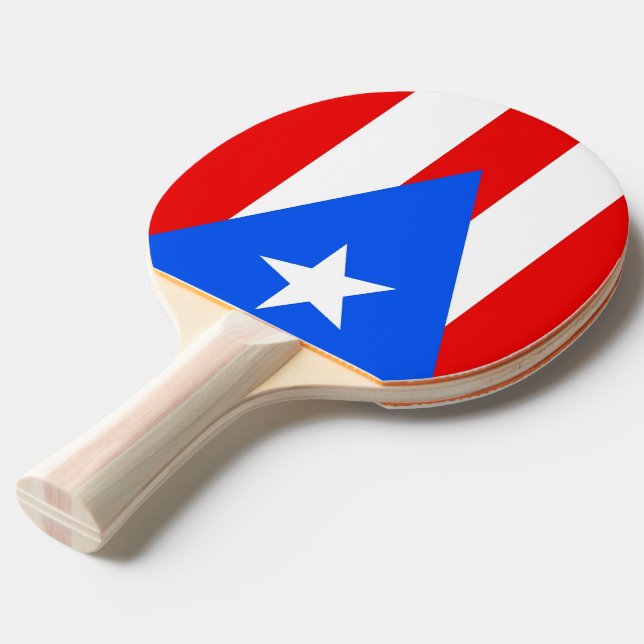 Ping pong paddle with Flag of Puerto Rico, USA (Front Angle)