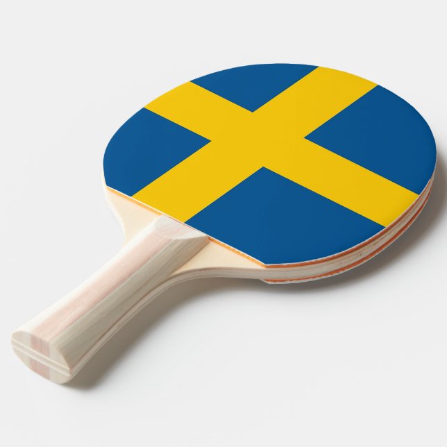Ping pong paddle with Flag of Sweden (Front Angle)