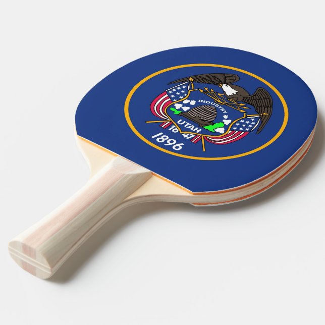 Ping pong paddle with Flag of Utah, USA (Front Angle)