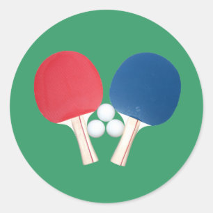 Ping Pong Paddles and Balls Classic Round Sticker