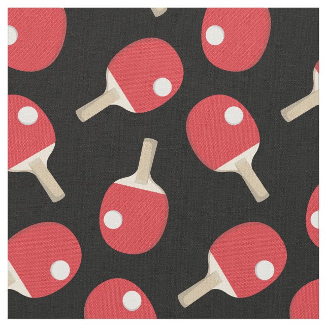 Ping Pong Paddles Balls Games Fabric (Close Up)
