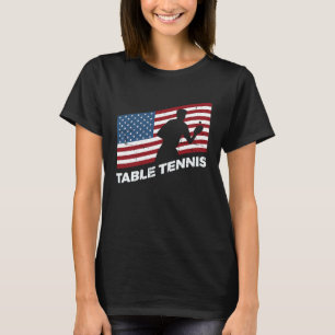 Ping Pong Player  USA Flag Table Tennis T-Shirt