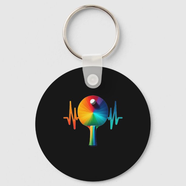 Ping pong pulse table tennis heartbeat ekg long key ring (Front)