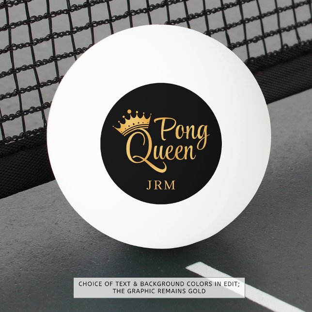 Ping Pong Queen Black Gold Name Ball (Creator Uploaded)