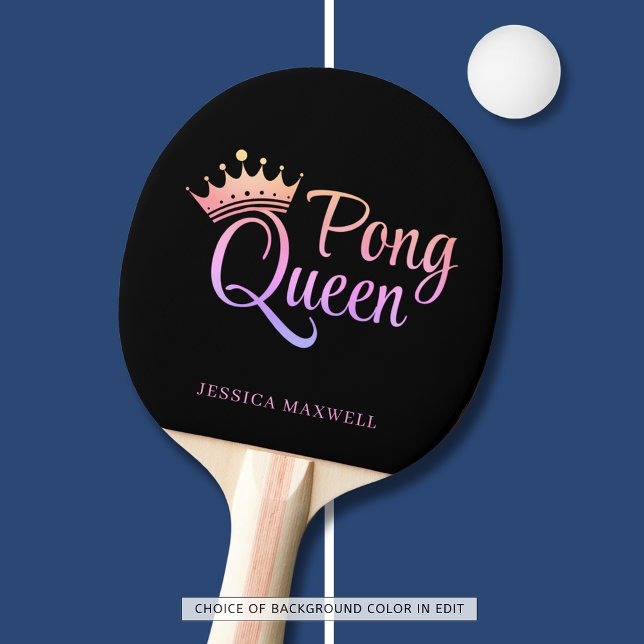 Ping Pong Queen Black Pink Name Paddle (Creator Uploaded)