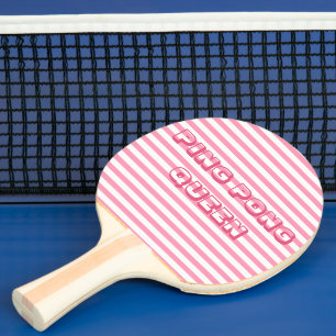 Ping Pong Queen - Cute Hot Pink Striped Ping Pong Paddle