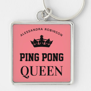 Ping Pong Queen Name personalised Key Ring