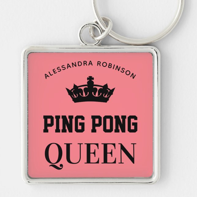 Ping Pong Queen Name personalised  Key Ring (Front)