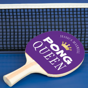 Ping Pong Queen Personalised Editable Purple Colou Paddle