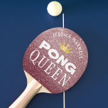 PING PONG QUEEN Personalised Rose Gold Glitter Ping Pong Paddle<br><div class="desc">Crown the queen of ping pong with a personalised PONG QUEEN paddle in rose gold glitter. Contact the designer via Zazzle Chat or makeitaboutyoustore@gmail.com if you'd like this design modified.</div>