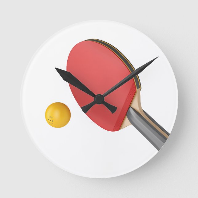 Ping pong racket and ball round clock (Front)
