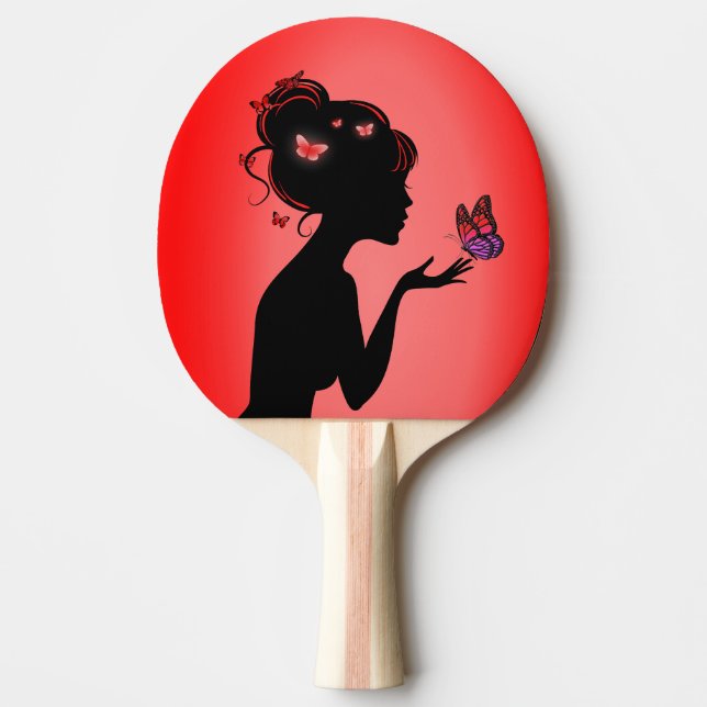 Ping Pong Racket Red Butterfly Woman Ping Pong Paddle (Front)