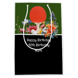  Ping pong Table Tennis 40th Birthday Card Boss Medium Gift Bag