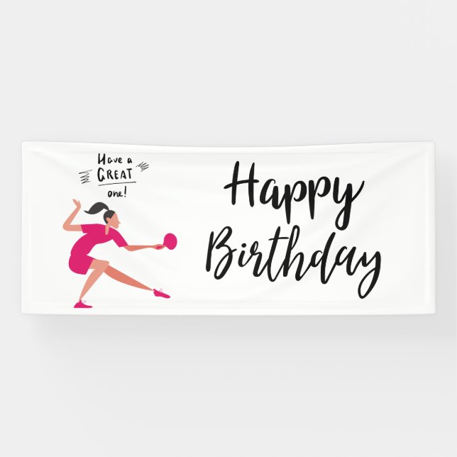 Ping Pong Table Tennis Birthday Girl for Party  Banner (Horizontal)