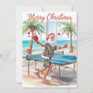 Ping Pong Table Tennis Christmas by the beach Holiday Card