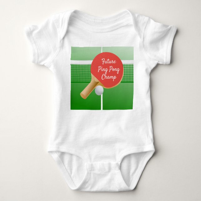 Ping Pong Table Tennis Design Baby Bodysuit (Front)